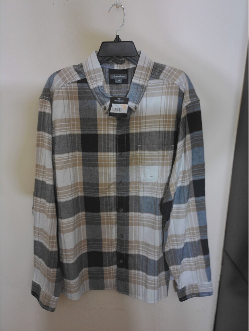 NWT Eddie Bauer Flannel Shirt Mens Multicolor Plaid 2XL XXL Button Down